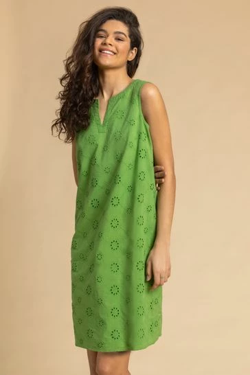 Roman Pink Broderie Detail Sleeveless Shift Dress 8 Roman Pink Broderie Detail Sleeveless Shift Dress - Image 6