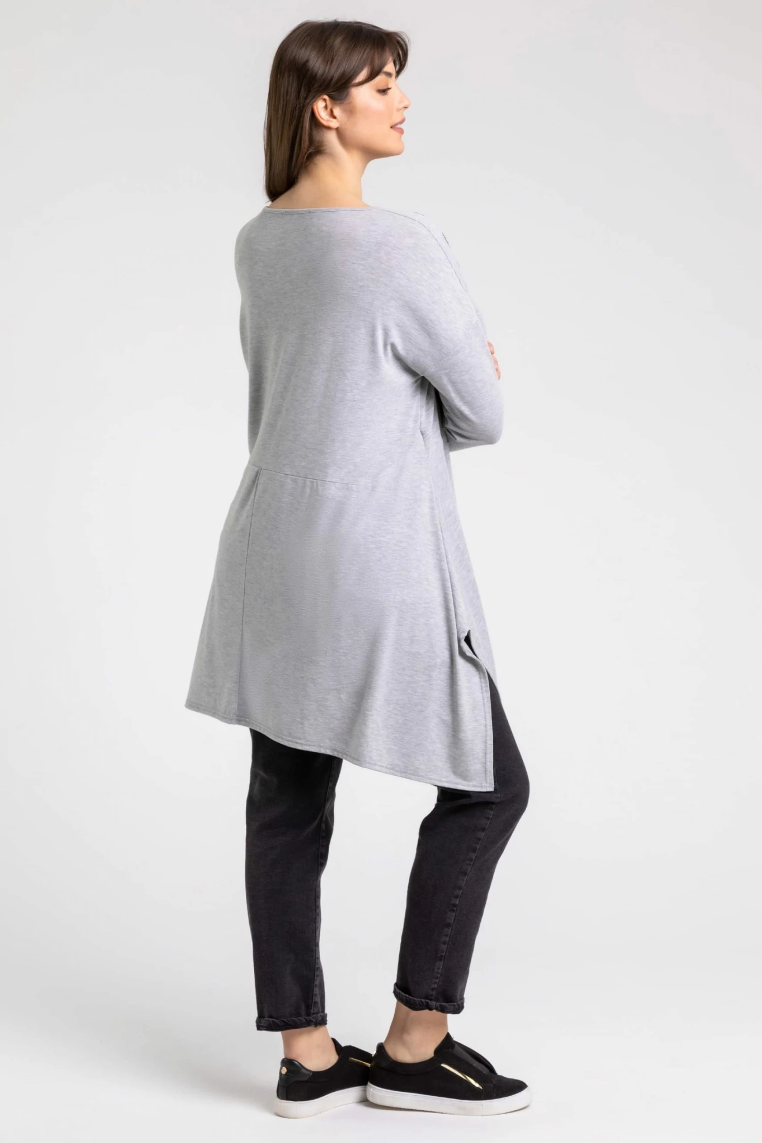 Roman Grey Curve Animal Print Embellished Detail Top 4 Roman Grey Curve Animal Print Embellished Detail Top - Image 2