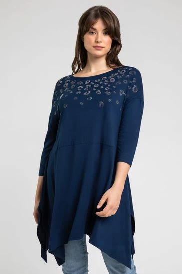 Roman Grey Curve Animal Print Embellished Detail Top 8 Roman Grey Curve Animal Print Embellished Detail Top - Image 6