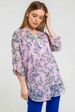 Roman Pink Petite Ditsy Floral Button Detail Tunic Top 10 Roman Pink Petite Ditsy Floral Button Detail Tunic Top -Roman Sales Shop unnamed file 8142