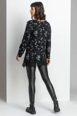 Roman Black/Grey Shimmer Floral Print Top 11 Roman Black/Grey Shimmer Floral Print Top -Roman Sales Shop unnamed file 8146