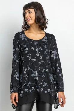 Roman Black/Grey Shimmer Floral Print Top 12 Roman Black/Grey Shimmer Floral Print Top -Roman Sales Shop unnamed file 8147