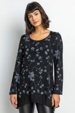 Roman Black/Grey Shimmer Floral Print Top 14 Roman Black/Grey Shimmer Floral Print Top -Roman Sales Shop unnamed file 8149