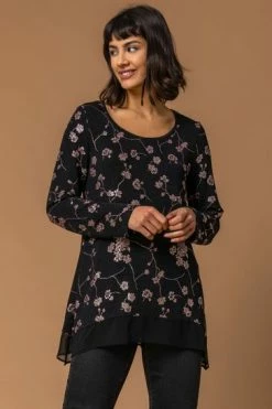 Roman Black/Grey Shimmer Floral Print Top 15 Roman Black/Grey Shimmer Floral Print Top -Roman Sales Shop unnamed file 8150