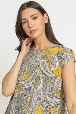 Roman Yellow Paisley Print Zip Back Top 11 Roman Yellow Paisley Print Zip Back Top -Roman Sales Shop unnamed file 8154