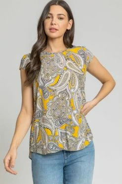 Roman Yellow Paisley Print Zip Back Top 13 Roman Yellow Paisley Print Zip Back Top -Roman Sales Shop unnamed file 8156