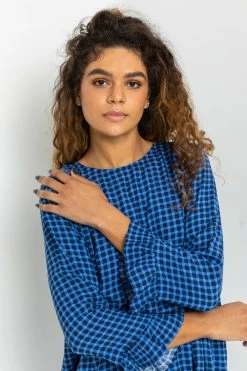 Roman Blue Gingham Printed Frill Hem Top 12 Roman Blue Gingham Printed Frill Hem Top -Roman Sales Shop unnamed file 8160