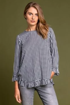 Roman Blue Gingham Printed Frill Hem Top 14 Roman Blue Gingham Printed Frill Hem Top -Roman Sales Shop unnamed file 8162