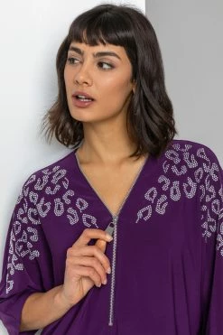 Roman Purple Animal Hotfix Embellished Zip Top -Roman Sales Shop unnamed file 8167