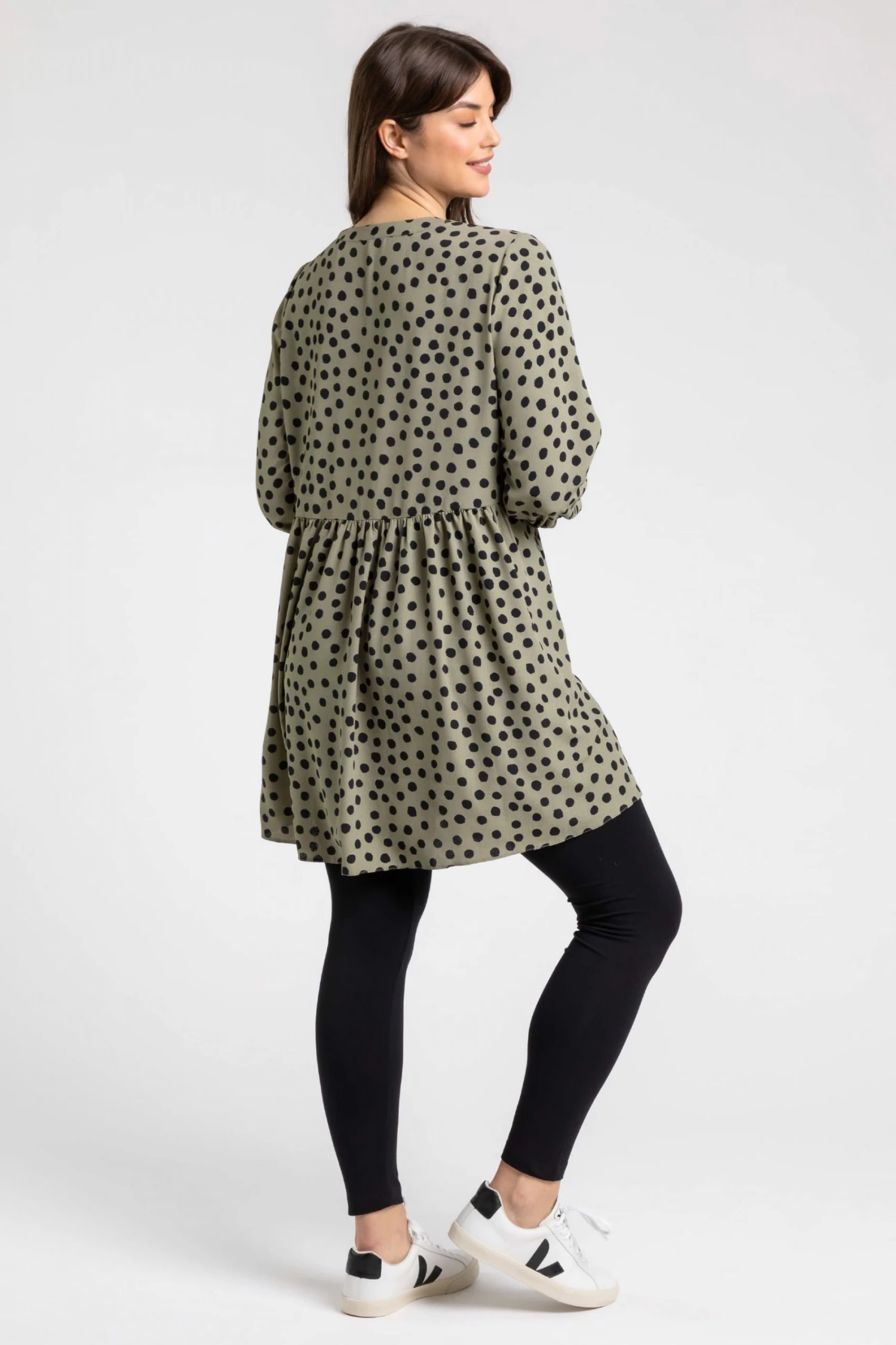 Roman Green Curve Spot Print Button Through Tunic 5 Roman Green Curve Spot Print Button Through Tunic - Image 3