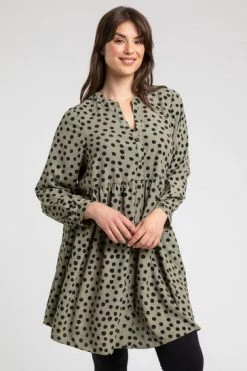 Roman Green Curve Spot Print Button Through Tunic 11 Roman Green Curve Spot Print Button Through Tunic -Roman Sales Shop unnamed file 8194