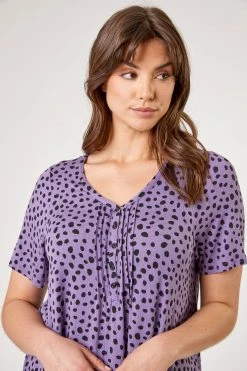 Roman Purple Curve Spot Print Hanky Hem Tunic Top 9 Roman Purple Curve Spot Print Hanky Hem Tunic Top -Roman Sales Shop unnamed file 8197