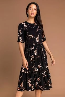 Roman Black Floral Print Tiered Midi Dress 11 Roman Black Floral Print Tiered Midi Dress -Roman Sales Shop unnamed file 82