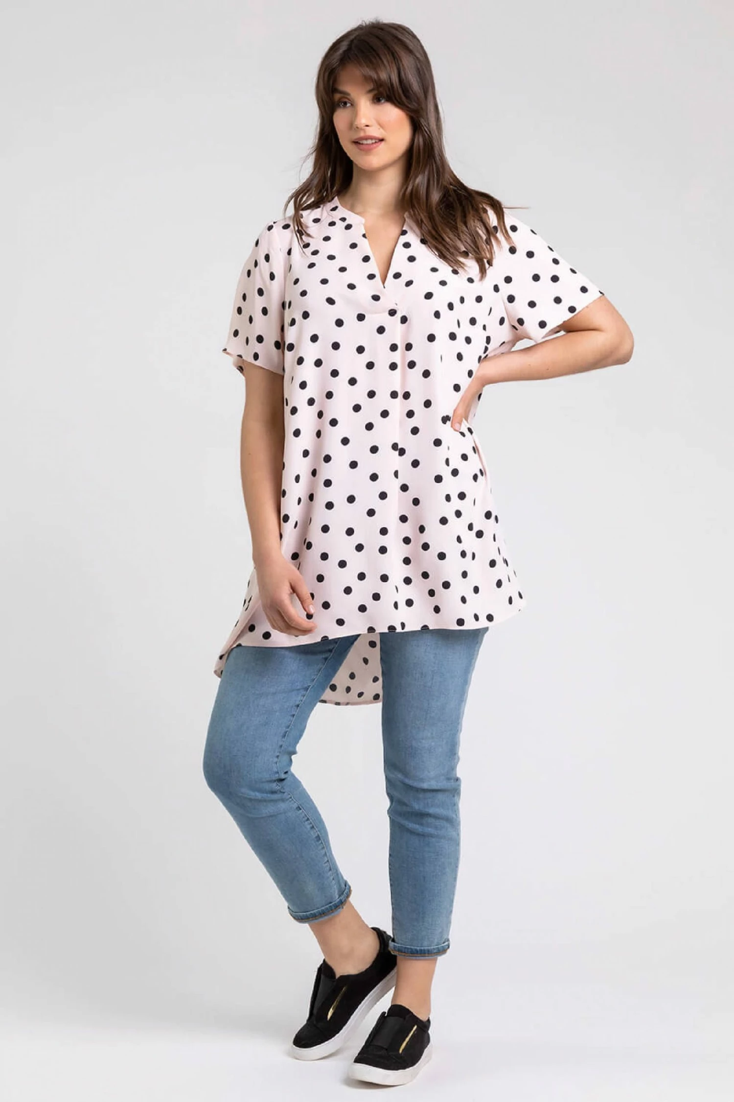 Roman Black Curve Spot Print Tunic Top 4 Roman Black Curve Spot Print Tunic Top - Image 2