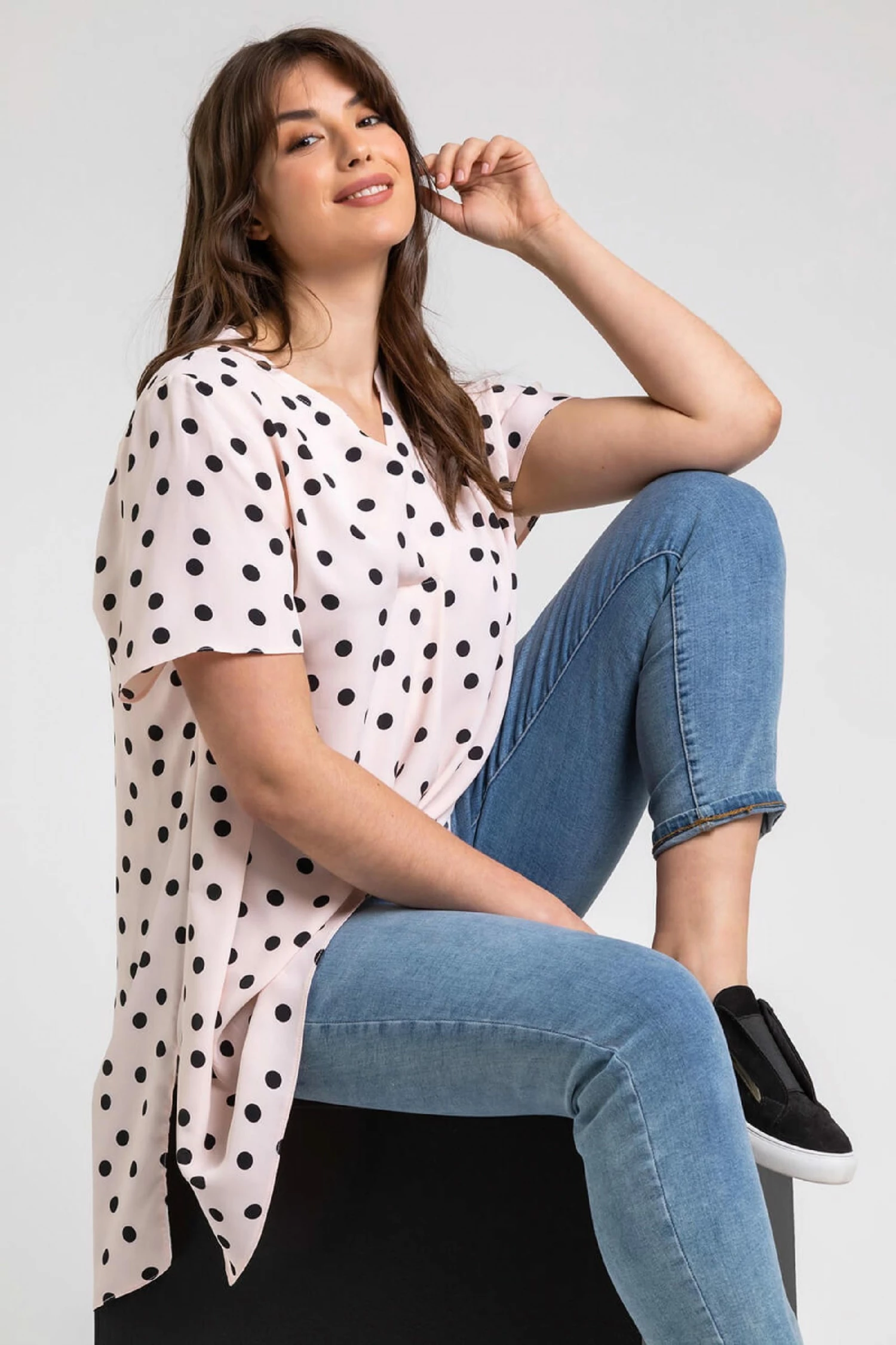 Roman Black Curve Spot Print Tunic Top 6 Roman Black Curve Spot Print Tunic Top - Image 4