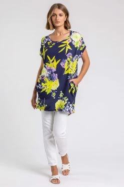 Roman Yellow Floral Print Pocket Tunic Top 8 Roman Yellow Floral Print Pocket Tunic Top -Roman Sales Shop unnamed file 8207