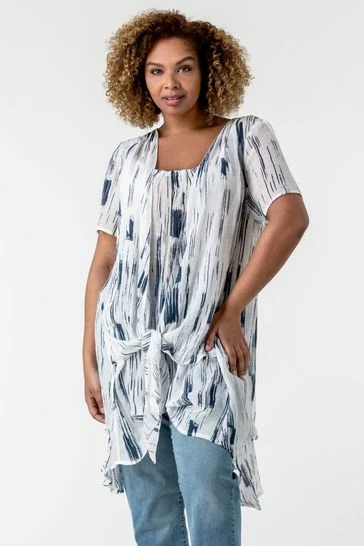 Roman Multi Curve Abstract Print Crinkle Tunic Top 7 Roman Multi Curve Abstract Print Crinkle Tunic Top - Image 5