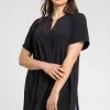 Roman Black Curve Curve Pleat Detail Tunic Top