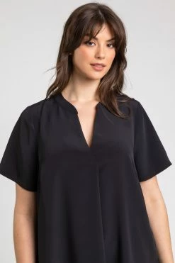 Roman Black Curve Curve Pleat Detail Tunic Top -Roman Sales Shop unnamed file 8226
