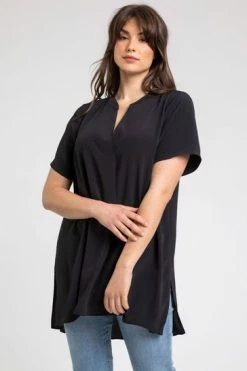 Roman Black Curve Curve Pleat Detail Tunic Top -Roman Sales Shop unnamed file 8227