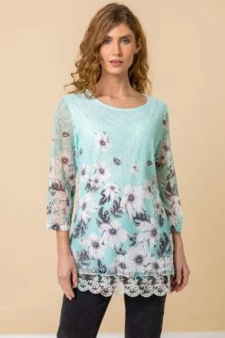 Roman Green Lace Trim Overlay Floral Print Top 11 Roman Green Lace Trim Overlay Floral Print Top -Roman Sales Shop unnamed file 8239