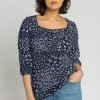 Roman Blue Ditsy Floral Print Gathered Top 2 Roman Blue Ditsy Floral Print Gathered Top -Roman Sales Shop unnamed file 8245