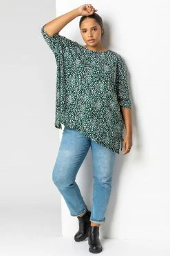 Roman Green Curve Abstract Spot Print Tunic Top 9 Roman Green Curve Abstract Spot Print Tunic Top -Roman Sales Shop unnamed file 8258