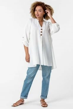 Roman White Curve Button Detail Tunic Top 10 Roman White Curve Button Detail Tunic Top -Roman Sales Shop unnamed file 8268