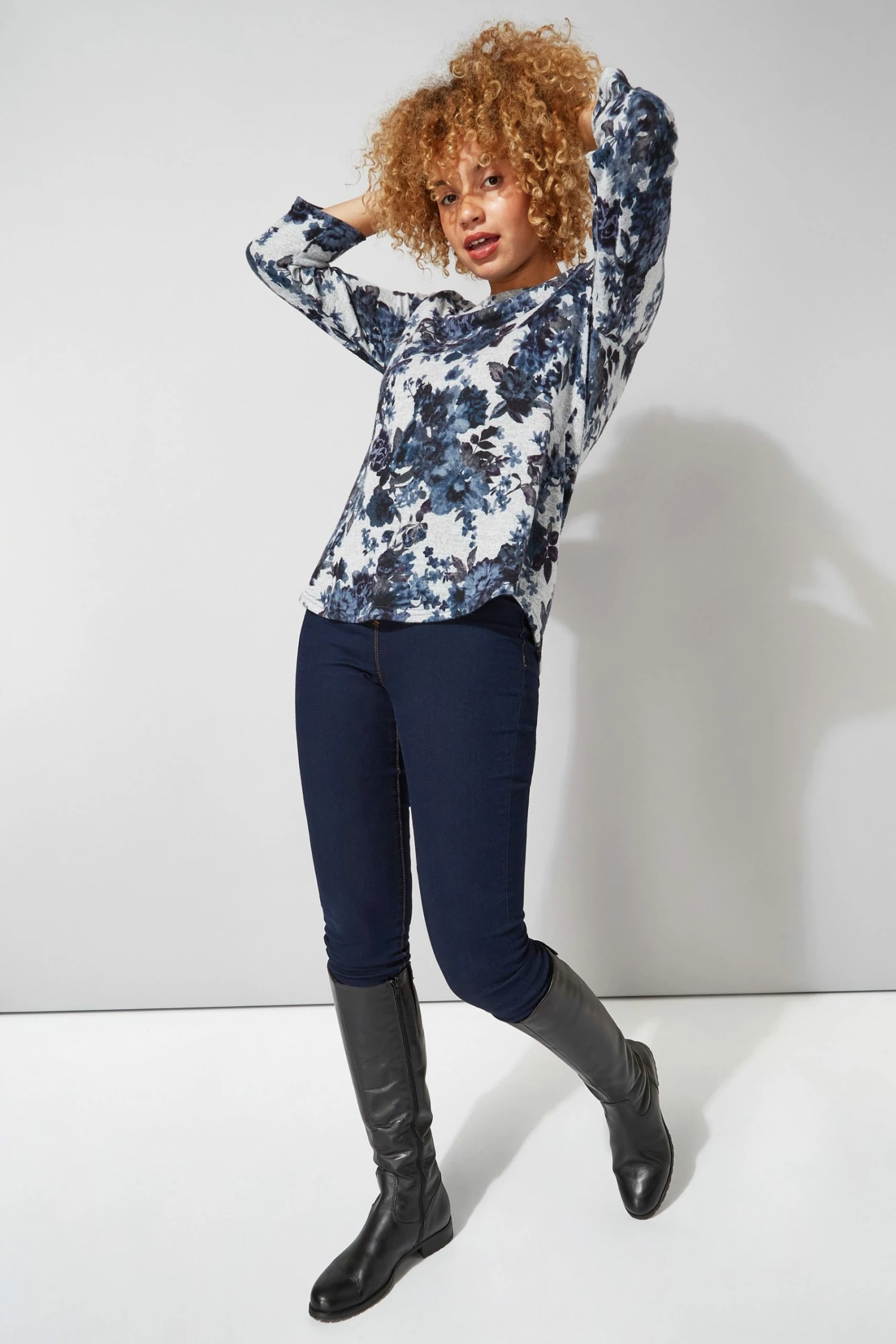 Roman Blue Originals Floral Print Jersey Tunic Top 4 Roman Blue Originals Floral Print Jersey Tunic Top - Image 2