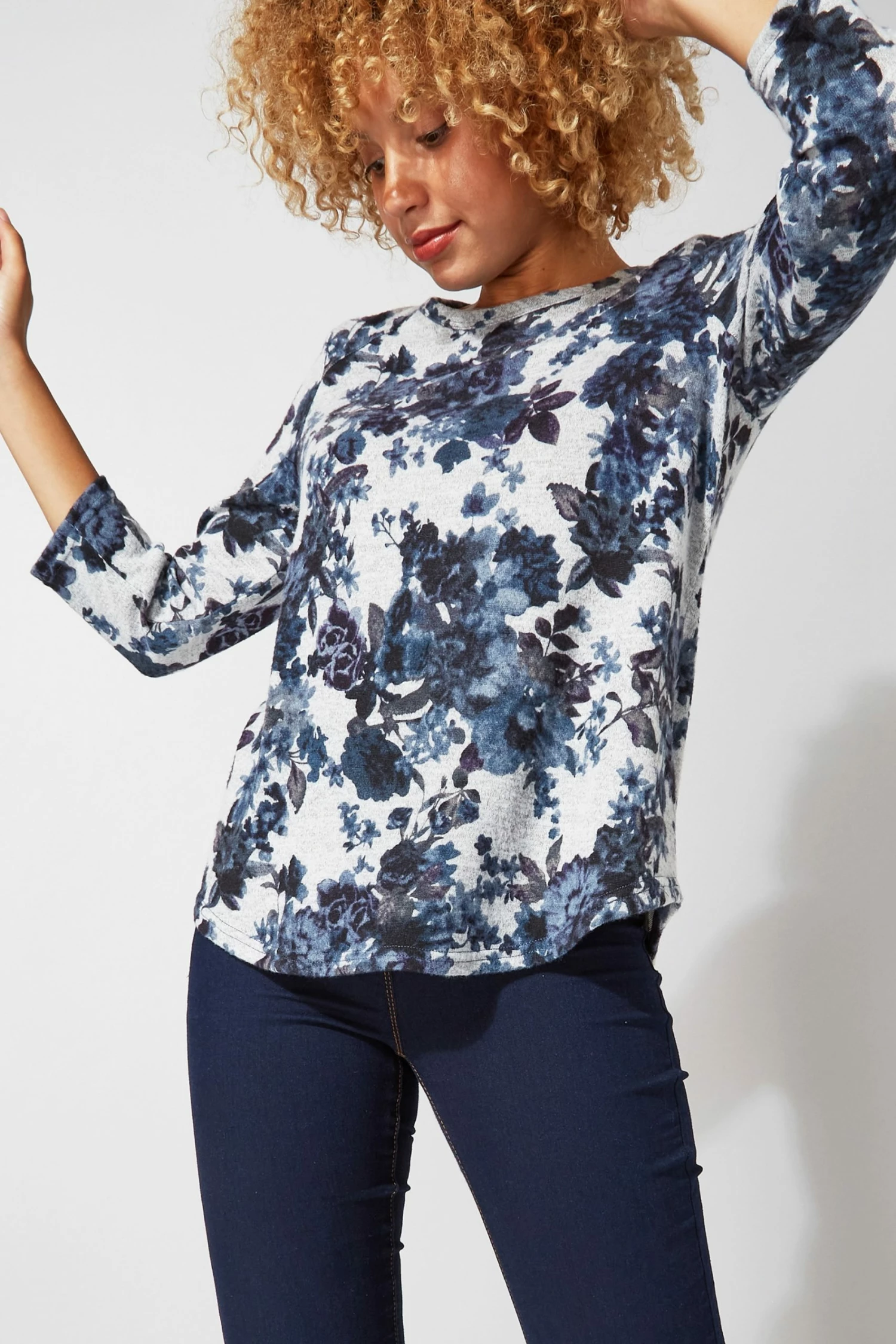 Roman Blue Originals Floral Print Jersey Tunic Top 6 Roman Blue Originals Floral Print Jersey Tunic Top - Image 4