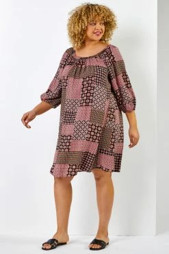 Roman Orange Curve Geo Print Longline Tunic -Roman Sales Shop unnamed file 8294