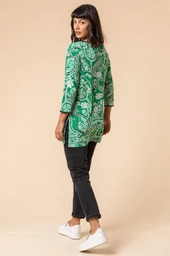 Roman Green Paisley Print Contrast Trim Tunic Top 10 Roman Green Paisley Print Contrast Trim Tunic Top -Roman Sales Shop unnamed file 8300