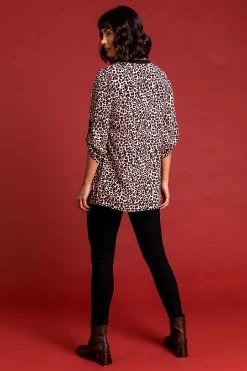 Roman Brown Animal Printed Zip Detail Top 9 Roman Brown Animal Printed Zip Detail Top -Roman Sales Shop unnamed file 8316