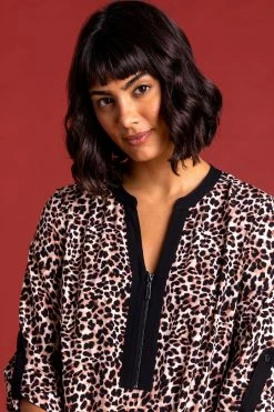 Roman Brown Animal Printed Zip Detail Top 10 Roman Brown Animal Printed Zip Detail Top -Roman Sales Shop unnamed file 8317