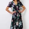 Roman Black Floral Print Shirred Waist Maxi Dress 2 Roman Black Floral Print Shirred Waist Maxi Dress -Roman Sales Shop unnamed file 832