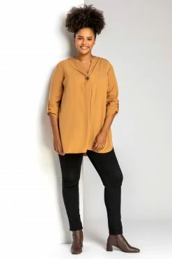 Roman Yellow Curve Notch Neck Tunic Top 10 Roman Yellow Curve Notch Neck Tunic Top -Roman Sales Shop unnamed file 8321