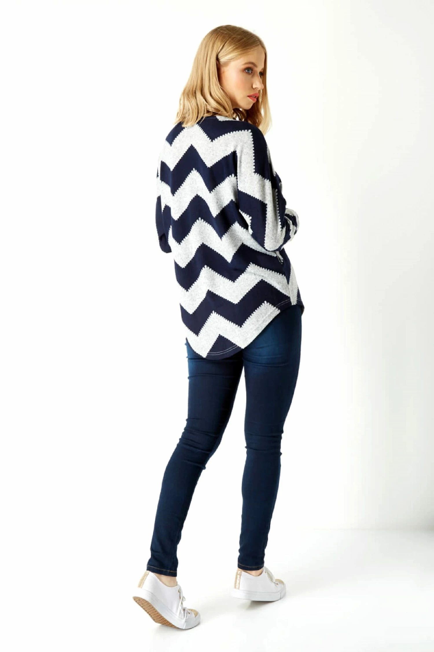 Roman Grey Zig Zag Print Zip Front Top 4 Roman Grey Zig Zag Print Zip Front Top - Image 2