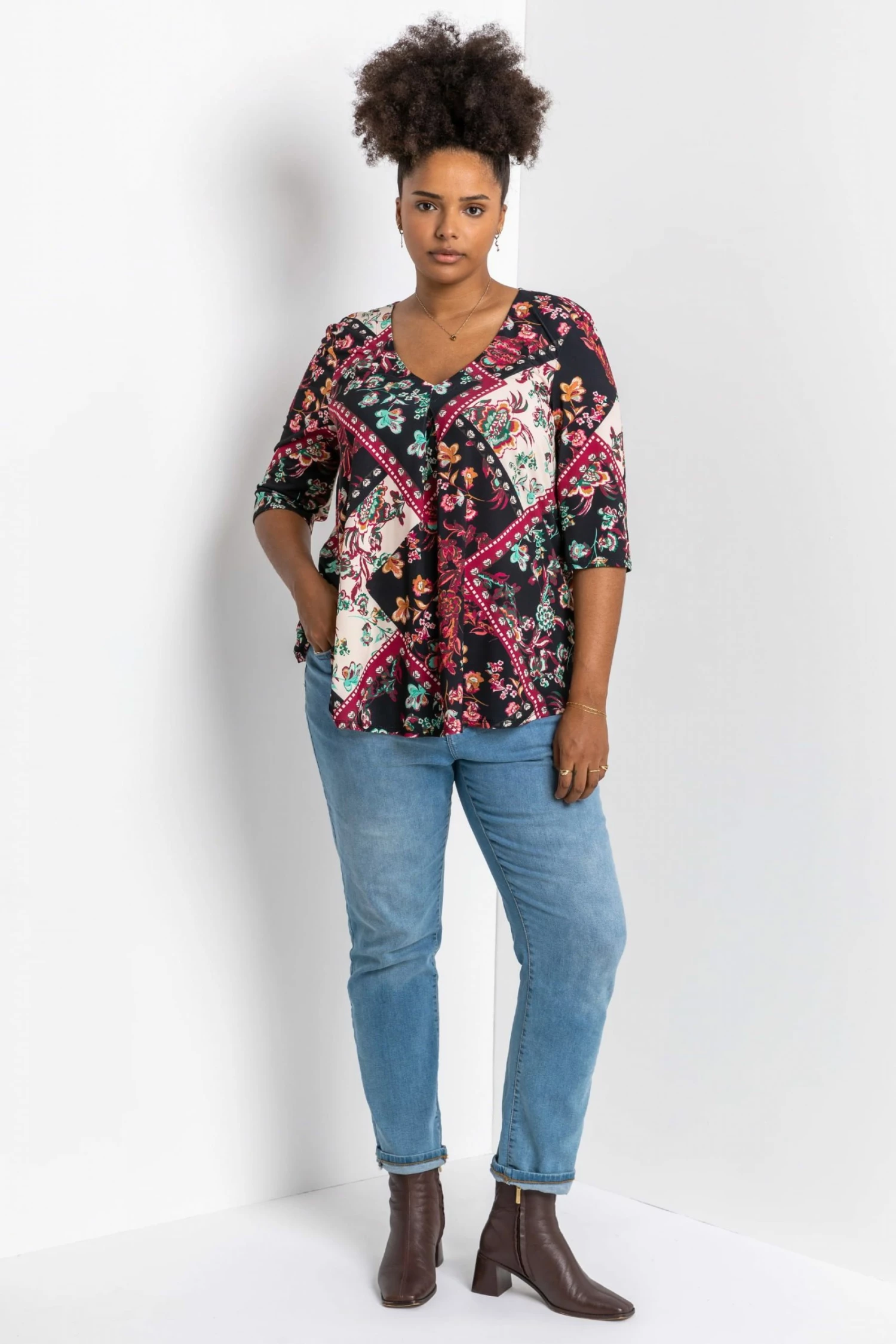 Roman Red Curve Tile Print Tunic Top 5 Roman Red Curve Tile Print Tunic Top - Image 3