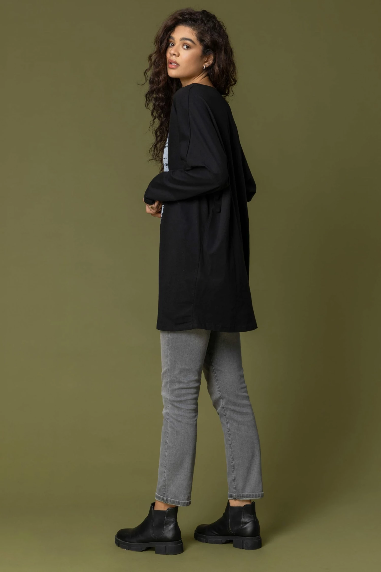 Roman Black Foil Heart Print Tunic Top 5 Roman Black Foil Heart Print Tunic Top - Image 3