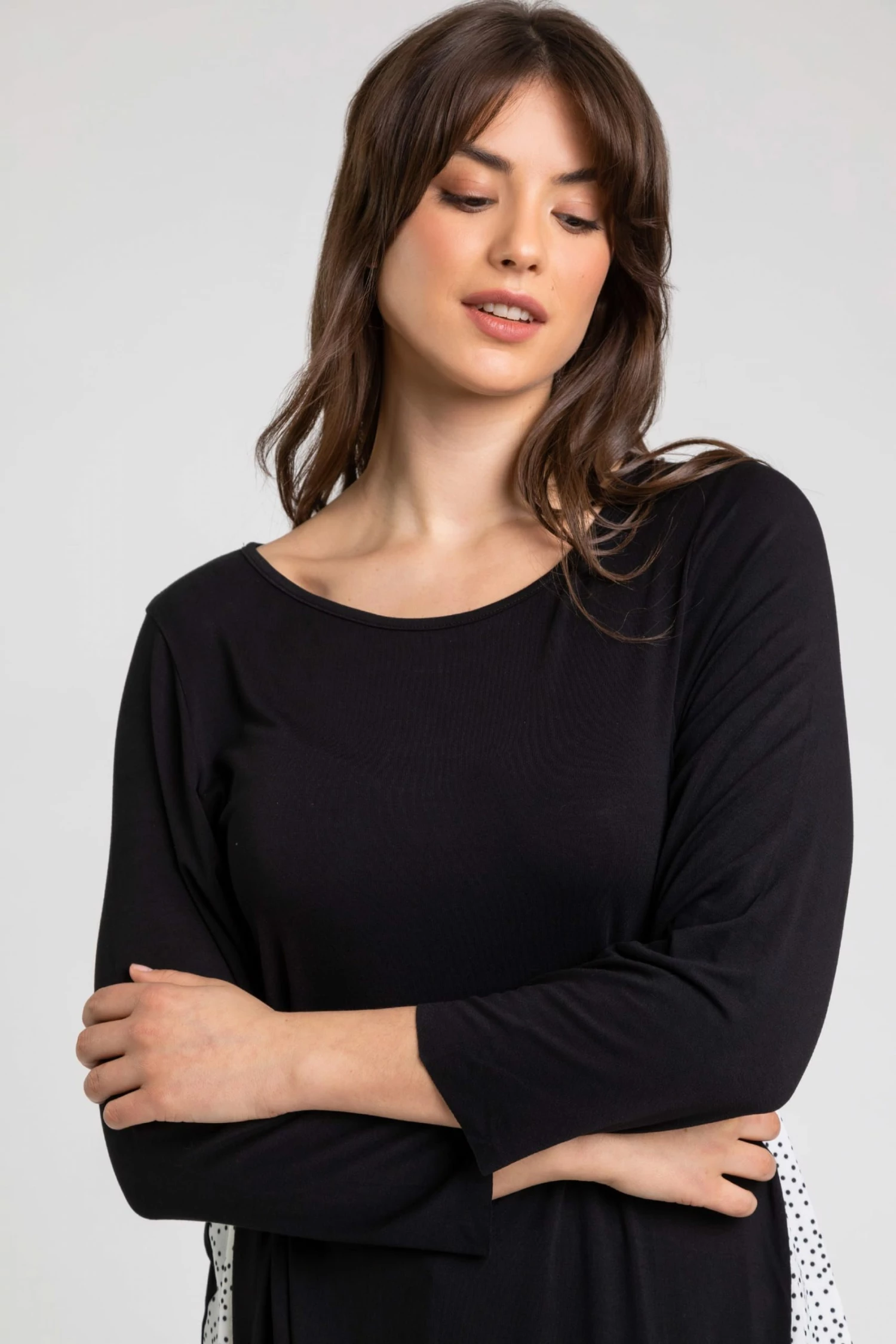 Roman Black Curve Ditsy Floral Chiffon Dipped Hem Top 6 Roman Black Curve Ditsy Floral Chiffon Dipped Hem Top - Image 4