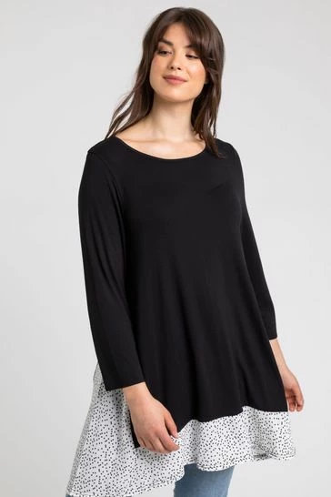 Roman Black Curve Ditsy Floral Chiffon Dipped Hem Top 7 Roman Black Curve Ditsy Floral Chiffon Dipped Hem Top - Image 5