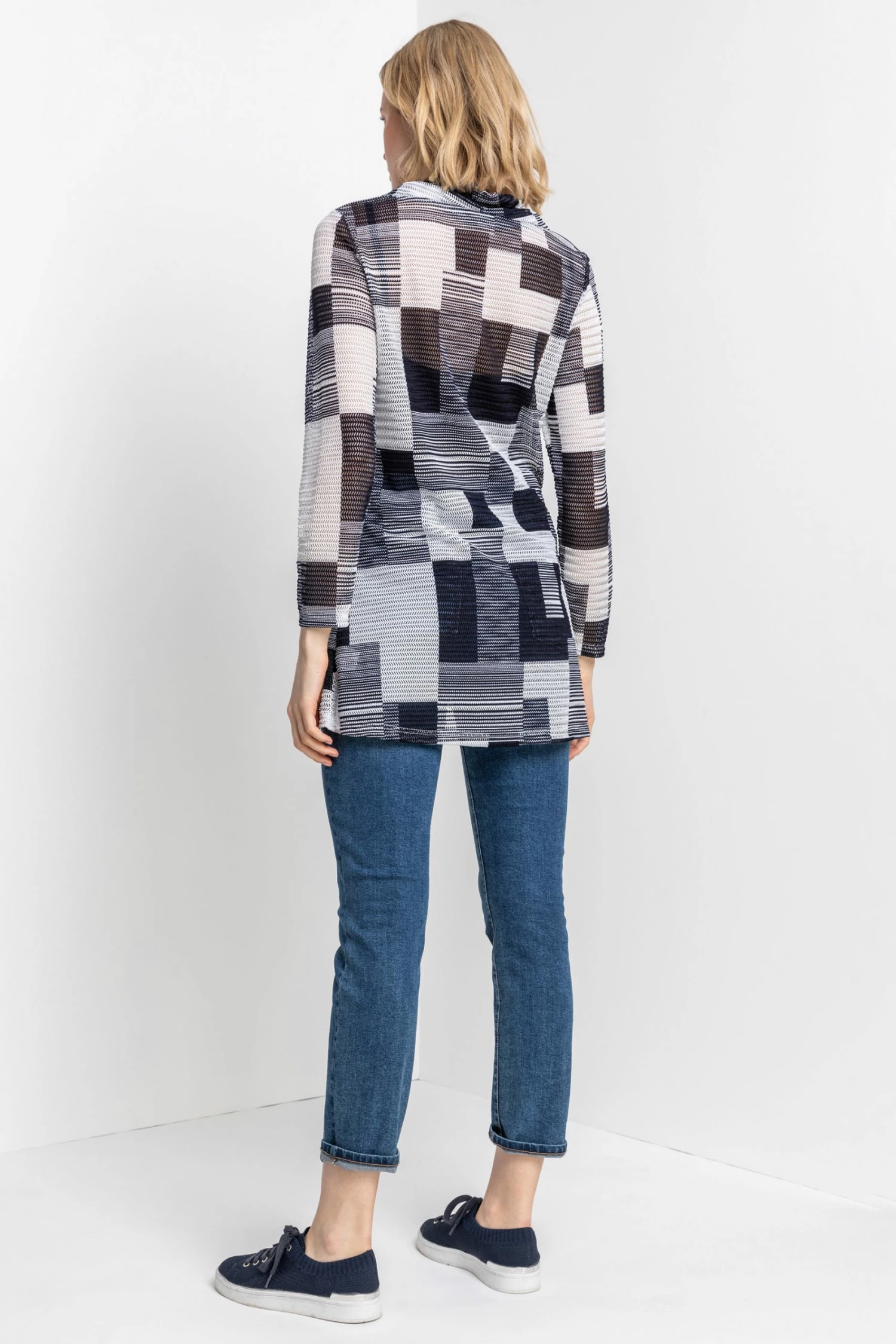 Roman Blue Abstract Colourblock Cowl Neck Tunic 4 Roman Blue Abstract Colourblock Cowl Neck Tunic - Image 2