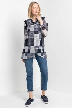 Roman Blue Abstract Colourblock Cowl Neck Tunic 10 Roman Blue Abstract Colourblock Cowl Neck Tunic -Roman Sales Shop unnamed file 8354