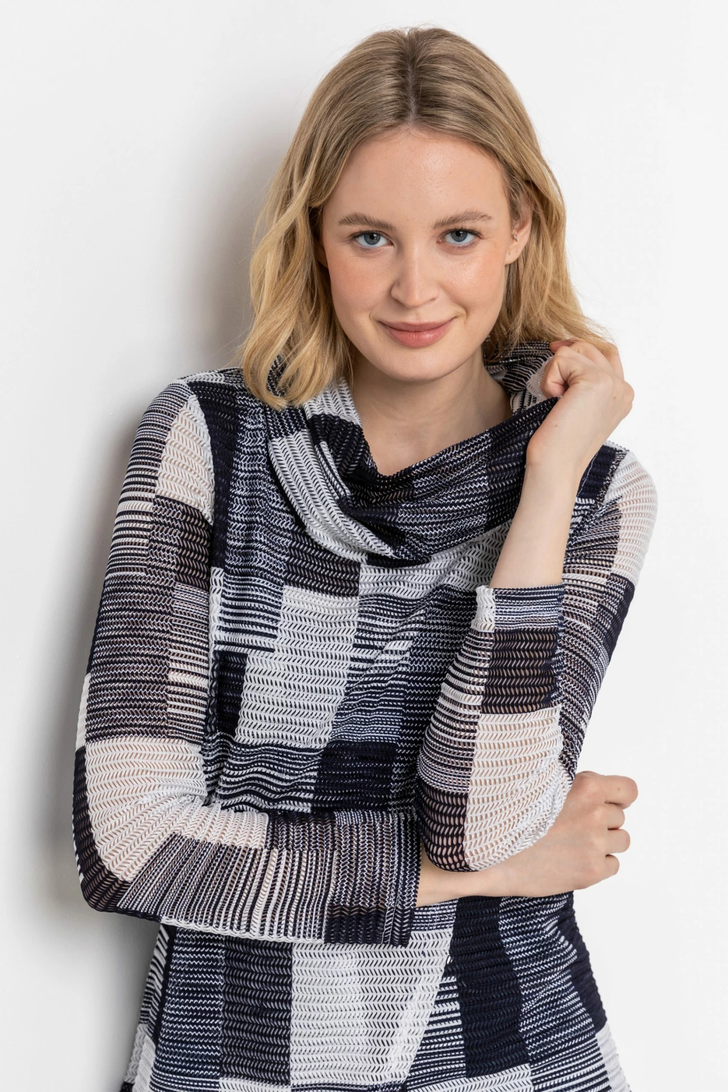 Roman Blue Abstract Colourblock Cowl Neck Tunic 6 Roman Blue Abstract Colourblock Cowl Neck Tunic - Image 4