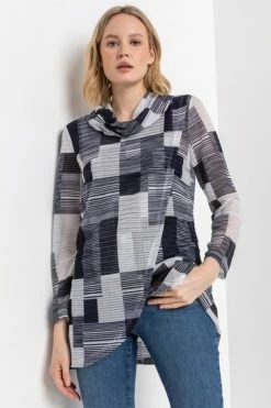 Roman Blue Abstract Colourblock Cowl Neck Tunic 13 Roman Blue Abstract Colourblock Cowl Neck Tunic -Roman Sales Shop unnamed file 8357