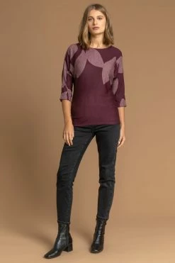Roman Purple Floral Colour Block Jersey Top -Roman Sales Shop unnamed file 8360