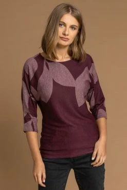 Roman Purple Floral Colour Block Jersey Top -Roman Sales Shop unnamed file 8362