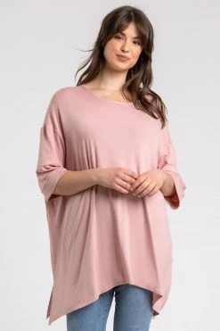 Roman Pink Curve Plain Hanky Hem Top