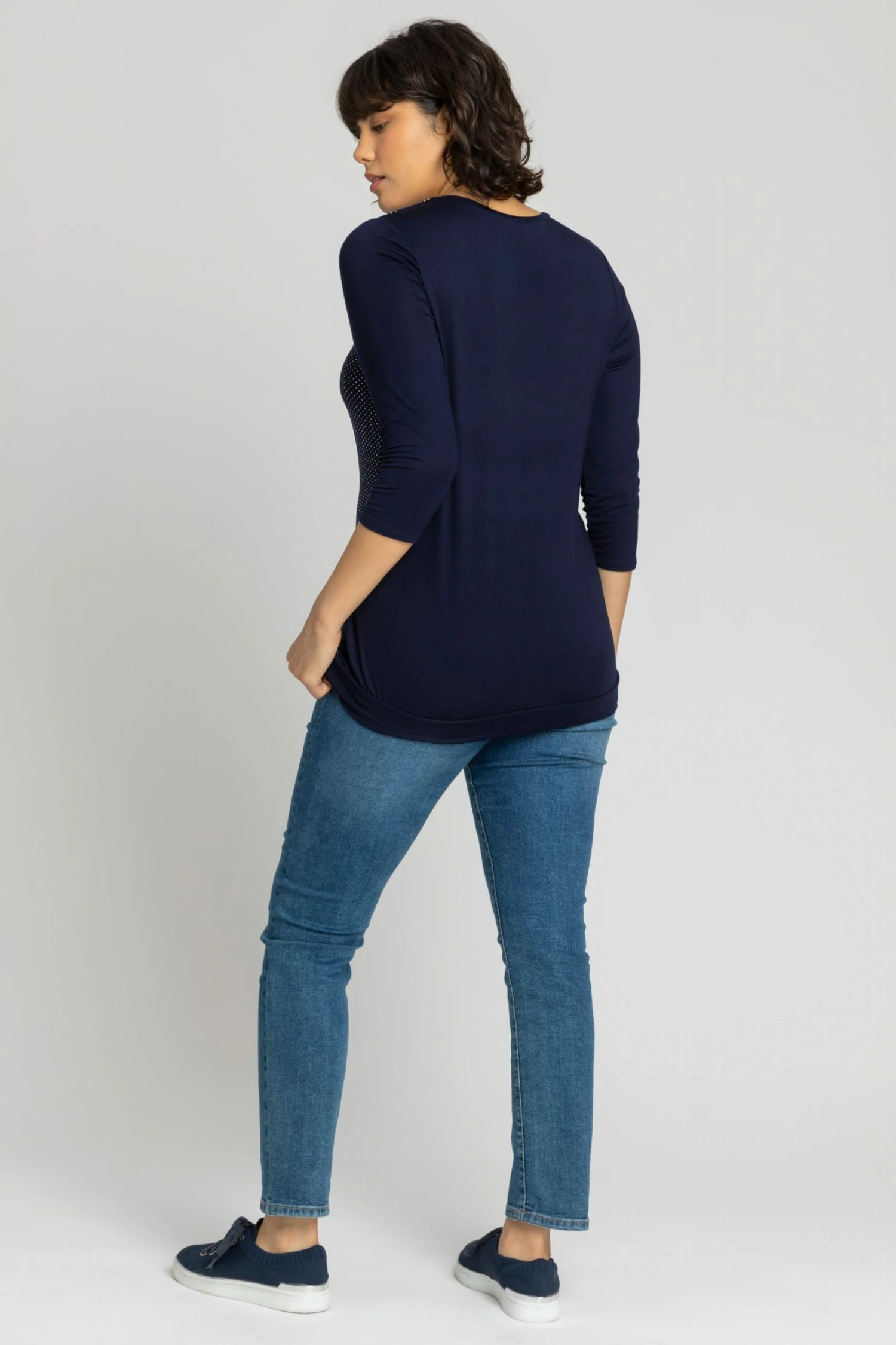 Roman Blue Contrast Spot Print Jersey Top 4 Roman Blue Contrast Spot Print Jersey Top - Image 2