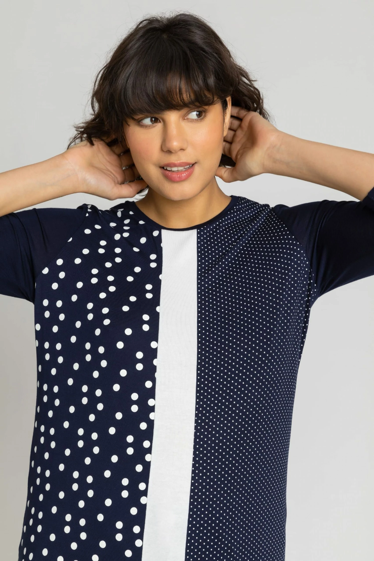 Roman Blue Contrast Spot Print Jersey Top 6 Roman Blue Contrast Spot Print Jersey Top - Image 4